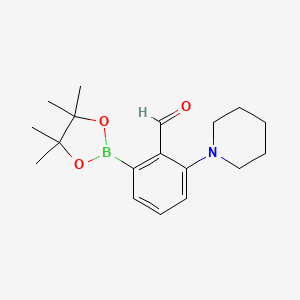 2-(Piperidin-1-yl)-6-(tetramethyl-1,3,2-dioxaborolan-2-yl)benzaldehyde