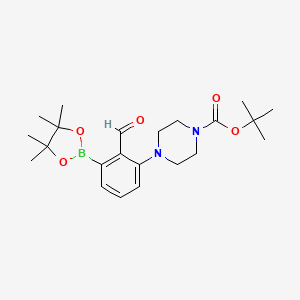molecular formula C22H33BN2O5 B7955125 tert-Butyl 4-[2-formyl-3-(tetramethyl-1,3,2-dioxaborolan-2-yl)phenyl]piperazine-1-carboxylate 