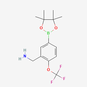 molecular formula C14H19BF3NO3 B7955138 [5-(Tetramethyl-1,3,2-dioxaborolan-2-yl)-2-(trifluoromethoxy)phenyl]methanamine 