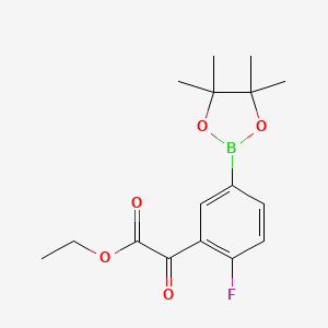 molecular formula C16H20BFO5 B7955147 Ethyl 2-[2-fluoro-5-(tetramethyl-1,3,2-dioxaborolan-2-yl)phenyl]-2-oxoacetate 