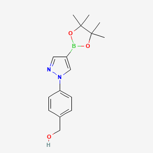 molecular formula C16H21BN2O3 B7955206 {4-[4-(Tetramethyl-1,3,2-dioxaborolan-2-yl)pyrazol-1-yl]phenyl}methanol 