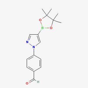 molecular formula C16H19BN2O3 B7955213 4-[4-(Tetramethyl-1,3,2-dioxaborolan-2-yl)pyrazol-1-yl]benzaldehyde 
