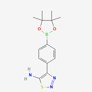 molecular formula C14H18BN3O2S B7955224 4-[4-(Tetramethyl-1,3,2-dioxaborolan-2-yl)phenyl]-1,2,3-thiadiazol-5-amine 