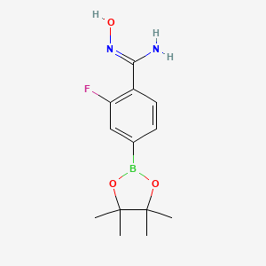 molecular formula C13H18BFN2O3 B7955231 2-Fluoro-N-hydroxy-4-(tetramethyl-1,3,2-dioxaborolan-2-yl)benzenecarboximidamide 