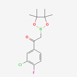 molecular formula C14H17BClFO3 B7955298 1-(3-Chloro-4-fluorophenyl)-2-(tetramethyl-1,3,2-dioxaborolan-2-yl)ethanone 