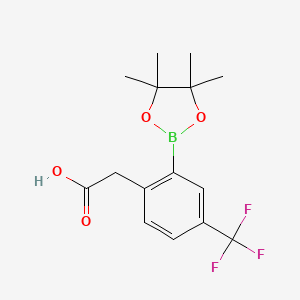 molecular formula C15H18BF3O4 B7955308 [2-(Tetramethyl-1,3,2-dioxaborolan-2-yl)-4-(trifluoromethyl)phenyl]acetic acid 