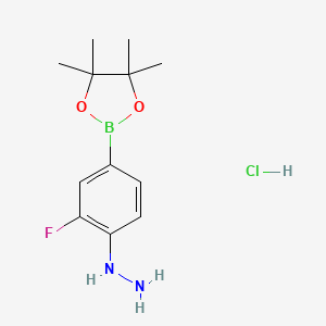 molecular formula C12H19BClFN2O2 B7955321 [2-Fluoro-4-(tetramethyl-1,3,2-dioxaborolan-2-yl)phenyl]hydrazine hydrochloride 