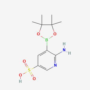 molecular formula C11H17BN2O5S B7955342 6-Amino-5-(tetramethyl-1,3,2-dioxaborolan-2-yl)pyridine-3-sulfonic acid 
