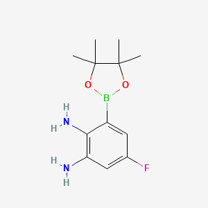 molecular formula C12H18BFN2O2 B7955347 5-Fluoro-3-(tetramethyl-1,3,2-dioxaborolan-2-yl)benzene-1,2-diamine 