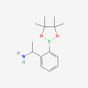 molecular formula C14H22BNO2 B7955391 2-(1-Aminoethyl)phenylboronic acid pinacol ester 