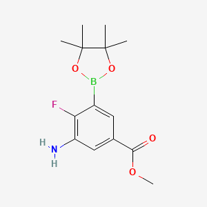 molecular formula C14H19BFNO4 B7955421 Methyl 3-amino-4-fluoro-5-(tetramethyl-1,3,2-dioxaborolan-2-yl)benzoate 