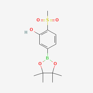 molecular formula C13H19BO5S B7955422 2-Methanesulfonyl-5-(tetramethyl-1,3,2-dioxaborolan-2-yl)phenol 