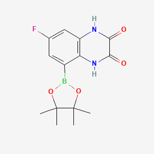 molecular formula C14H16BFN2O4 B7955459 7-Fluoro-5-(tetramethyl-1,3,2-dioxaborolan-2-yl)-1,4-dihydroquinoxaline-2,3-dione 