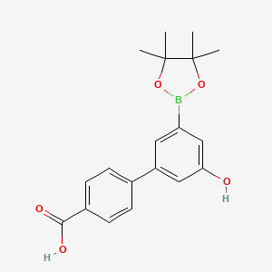 molecular formula C19H21BO5 B7955465 4-[3-Hydroxy-5-(tetramethyl-1,3,2-dioxaborolan-2-yl)phenyl]benzoic acid 