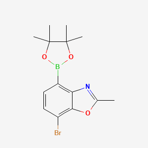 molecular formula C14H17BBrNO3 B7955490 7-Bromo-2-methyl-1,3-benzoxazole-4-boronic acid, pinacol ester 