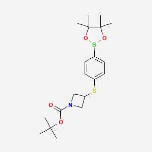 molecular formula C20H30BNO4S B7955494 4-[(N-BOC-Azetidin-3-yl)sulfanyl]phenylboronic acid, pinacol ester 