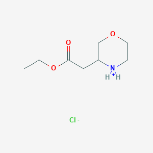 molecular formula C8H16ClNO3 B7955566 Ethyl 2-morpholin-4-ium-3-ylacetate;chloride 