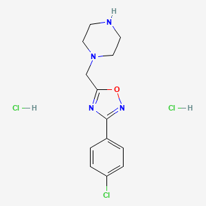 molecular formula C13H17Cl3N4O B7955775 1-{[3-(4-Chlorophenyl)-1,2,4-oxadiazol-5-yl]methyl}piperazine dihydrochloride 