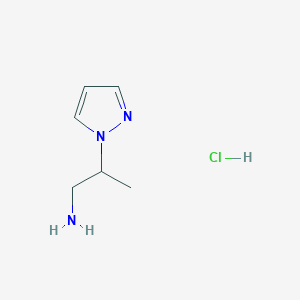 molecular formula C6H12ClN3 B7955784 1H-pyrazole-1-ethanamine, beta-methyl-, monohydrochloride 