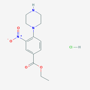 molecular formula C13H18ClN3O4 B7955818 Ethyl 3-nitro-4-piperazin-1-ylbenzoate hydrochloride 