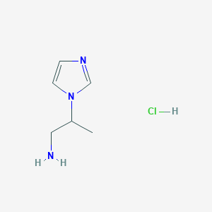 molecular formula C6H12ClN3 B7955822 2-Imidazol-1-ylpropan-1-amine;hydrochloride 