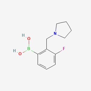 molecular formula C11H15BFNO2 B7956021 [3-Fluoro-2-(pyrrolidin-1-ylmethyl)phenyl]boronic acid 