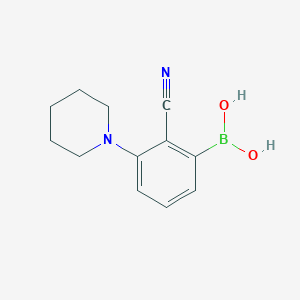 molecular formula C12H15BN2O2 B7956082 [2-Cyano-3-(piperidin-1-yl)phenyl]boronic acid 