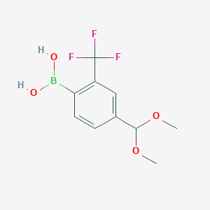 molecular formula C10H12BF3O4 B7956138 [4-(Dimethoxymethyl)-2-(trifluoromethyl)phenyl]boronic acid 
