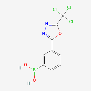 molecular formula C9H6BCl3N2O3 B7956188 {3-[5-(Trichloromethyl)-1,3,4-oxadiazol-2-yl]phenyl}boronic acid 