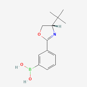 molecular formula C13H18BNO3 B7956191 {3-[(4S)-4-tert-Butyl-4,5-dihydro-1,3-oxazol-2-yl]phenyl}boronic acid 