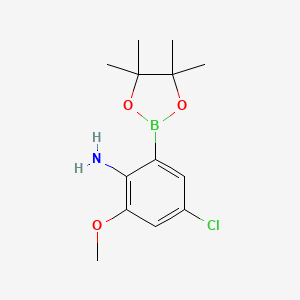 molecular formula C13H19BClNO3 B7956313 4-Chloro-2-methoxy-6-(tetramethyl-1,3,2-dioxaborolan-2-yl)aniline 