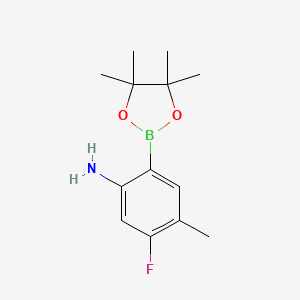 molecular formula C13H19BFNO2 B7956323 5-Fluoro-4-methyl-2-(tetramethyl-1,3,2-dioxaborolan-2-yl)aniline 
