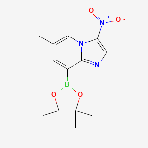 molecular formula C14H18BN3O4 B7956332 6-Methyl-3-nitro-8-(tetramethyl-1,3,2-dioxaborolan-2-yl)imidazo[1,2-a]pyridine 