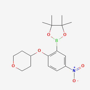 molecular formula C17H24BNO6 B7956337 4,4,5,5-Tetramethyl-2-[5-nitro-2-(oxan-4-yloxy)phenyl]-1,3,2-dioxaborolane 