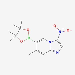molecular formula C14H18BN3O4 B7956347 7-Methyl-3-nitro-6-(tetramethyl-1,3,2-dioxaborolan-2-yl)imidazo[1,2-a]pyridine 