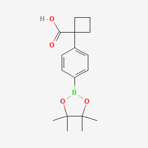 molecular formula C17H23BO4 B7956376 1-[4-(Tetramethyl-1,3,2-dioxaborolan-2-yl)phenyl]cyclobutane-1-carboxylic acid 