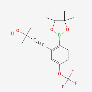 molecular formula C18H22BF3O4 B7956388 2-Methyl-4-[2-(tetramethyl-1,3,2-dioxaborolan-2-yl)-5-(trifluoromethoxy)phenyl]but-3-yn-2-ol 