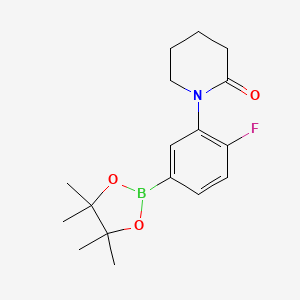 molecular formula C17H23BFNO3 B7956426 1-[2-Fluoro-5-(tetramethyl-1,3,2-dioxaborolan-2-yl)phenyl]piperidin-2-one 