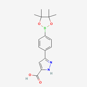 molecular formula C16H19BN2O4 B7956484 5-[4-(Tetramethyl-1,3,2-dioxaborolan-2-yl)phenyl]-2H-pyrazole-3-carboxylic acid 