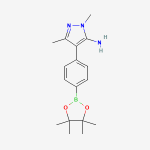 molecular formula C17H24BN3O2 B7956492 2,5-Dimethyl-4-[4-(tetramethyl-1,3,2-dioxaborolan-2-yl)phenyl]pyrazol-3-amine 