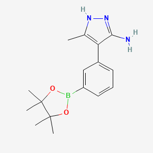 molecular formula C16H22BN3O2 B7956493 5-Methyl-4-[3-(tetramethyl-1,3,2-dioxaborolan-2-yl)phenyl]-2H-pyrazol-3-amine 