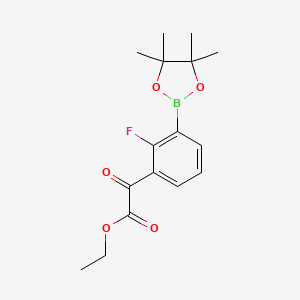 molecular formula C16H20BFO5 B7956505 Ethyl 2-[2-fluoro-3-(tetramethyl-1,3,2-dioxaborolan-2-yl)phenyl]-2-oxoacetate 