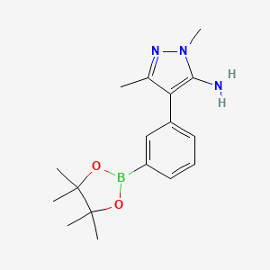 molecular formula C17H24BN3O2 B7956506 2,5-Dimethyl-4-[3-(tetramethyl-1,3,2-dioxaborolan-2-yl)phenyl]pyrazol-3-amine 