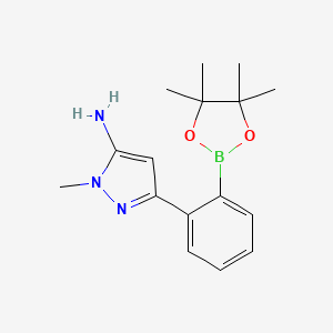 molecular formula C16H22BN3O2 B7956508 2-Methyl-5-[2-(tetramethyl-1,3,2-dioxaborolan-2-yl)phenyl]pyrazol-3-amine 