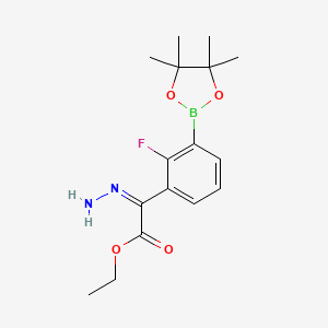 molecular formula C16H22BFN2O4 B7956511 Ethyl (2Z)-2-[2-fluoro-3-(tetramethyl-1,3,2-dioxaborolan-2-yl)phenyl]-2-hydrazinylideneacetate 