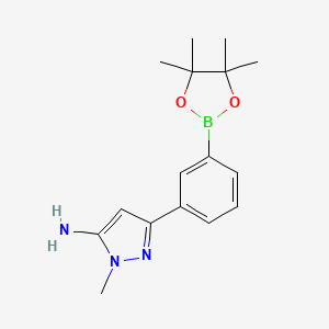 molecular formula C16H22BN3O2 B7956519 2-Methyl-5-[3-(tetramethyl-1,3,2-dioxaborolan-2-yl)phenyl]pyrazol-3-amine 