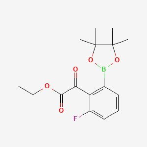 molecular formula C16H20BFO5 B7956540 Ethyl 2-[2-fluoro-6-(tetramethyl-1,3,2-dioxaborolan-2-yl)phenyl]-2-oxoacetate 