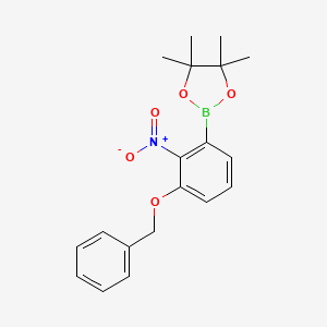 molecular formula C19H22BNO5 B7956544 2-[3-(Benzyloxy)-2-nitrophenyl]-4,4,5,5-tetramethyl-1,3,2-dioxaborolane 