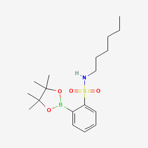 molecular formula C18H30BNO4S B7956592 N-Hexyl-2-(tetramethyl-1,3,2-dioxaborolan-2-yl)benzenesulfonamide 