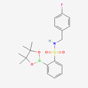 molecular formula C19H23BFNO4S B7956613 N-[(4-Fluorophenyl)methyl]-2-(tetramethyl-1,3,2-dioxaborolan-2-yl)benzenesulfonamide 